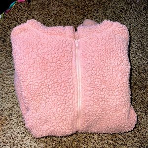 Pink fuzzy zip up sweatshirt